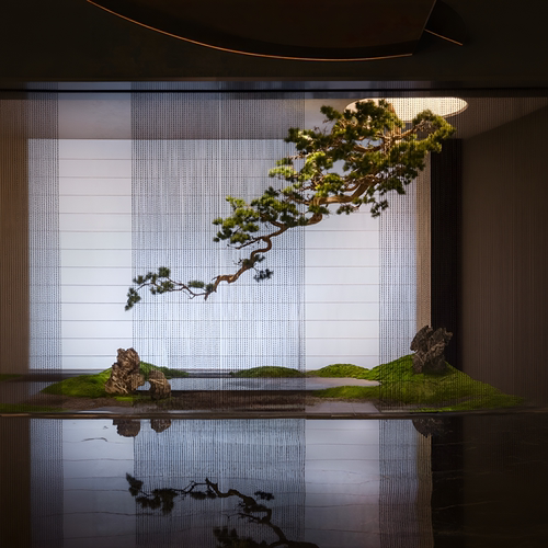 大型会所景观布置迎客松造景装饰