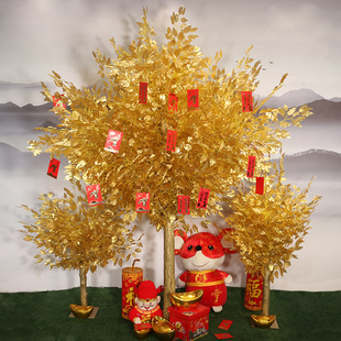 仿真金榕树许愿树黄金树摇钱树发财树室内大型假树仿真绿植造景
