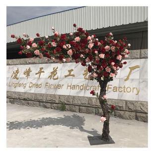 仿真玫瑰花树月季大型假树商场酒店室内橱窗摆放仿生植物造景装饰