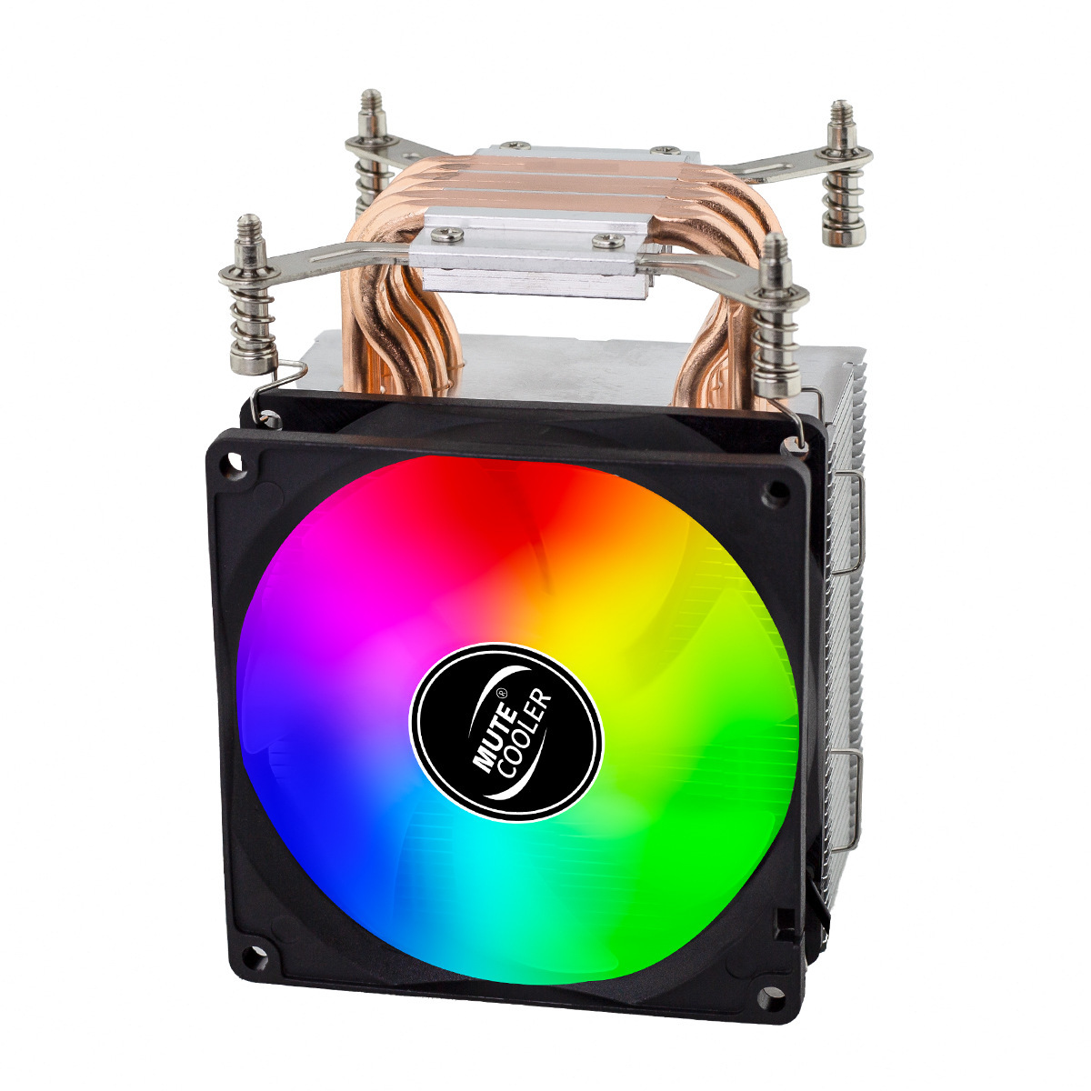 AMD两铜管CPU散热器彩灯温控版静音风扇风冷散热器