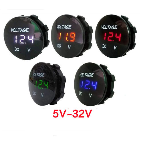 直销汽车电瓶电压表直流LED数显12/24V摩托车检测仪高精度