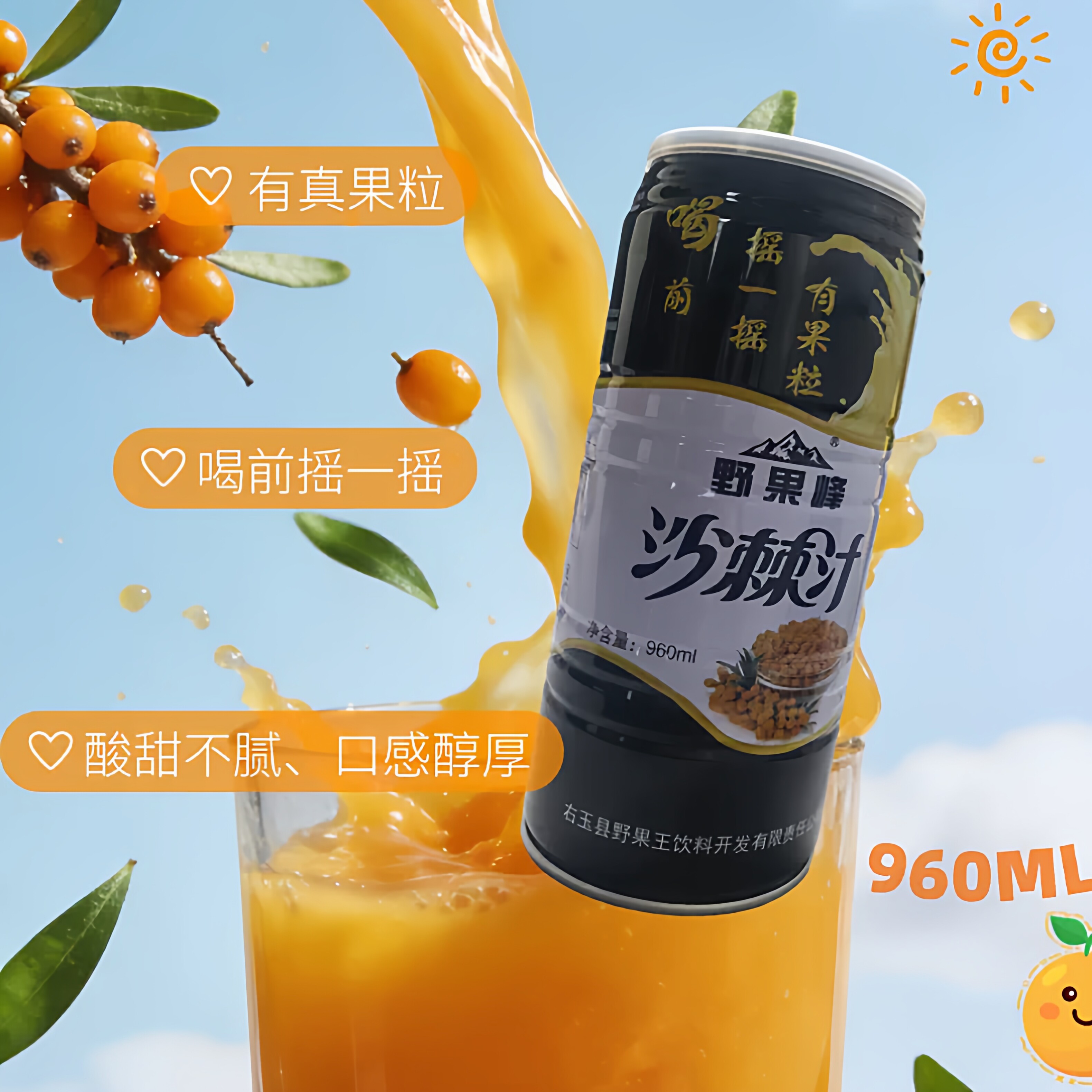 野果峰沙棘汁960ml*2罐