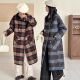 外套大衣中长款 宽松新款 加厚毛呢新疆 秋冬格子大衣复古韩版 包邮
