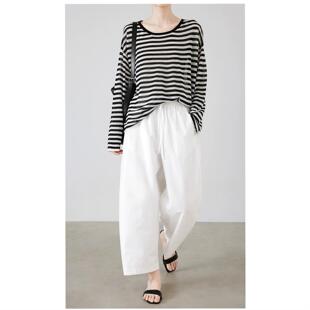 阔腿裤 自留推荐 茧型抽绳休闲九分裤 春夏三片式 女 轻薄纸感气球裤