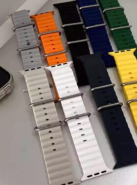 适用华强北s876se_ts8_DT8max海洋硅胶表带 applewatch8ultra通用