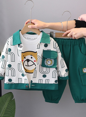 五小七童装2024春秋款新款0-5岁男童女童印花熊头字母夹克儿童套