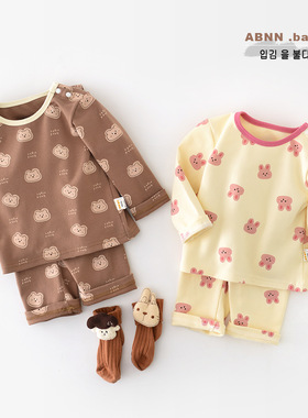 2025秋季新款韩版家居服套装 男女童宝宝长袖打底两件套53502