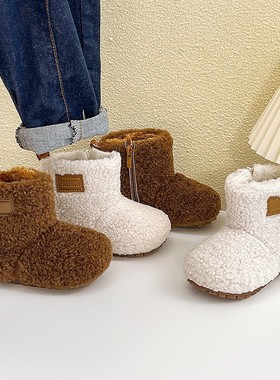 复古毛毛鞋儿童靴2025秋冬加厚男女童冬侧拉链毛毛时尚耐磨雪地靴