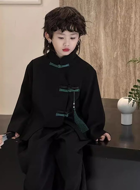 童装套装中式唐装2025春季新款国风复古外套汉服休闲一件时尚潮