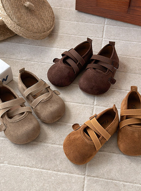 ins法式小皮鞋2025春秋季新款韩版女童绑带芭蕾公主鞋软底豆豆鞋