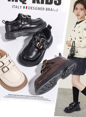 校园女学生黑色小皮鞋2025春季新款韩版女孩复古英伦风皮带扣单鞋