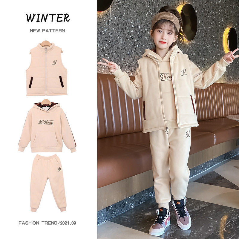 女童套装2026新款儿童网红套装中大童大卫衣三件套加绒加厚休闲潮,童装/婴儿装/亲子装,套装,淘宝优惠券,粉丝福利购,淘宝优惠卷