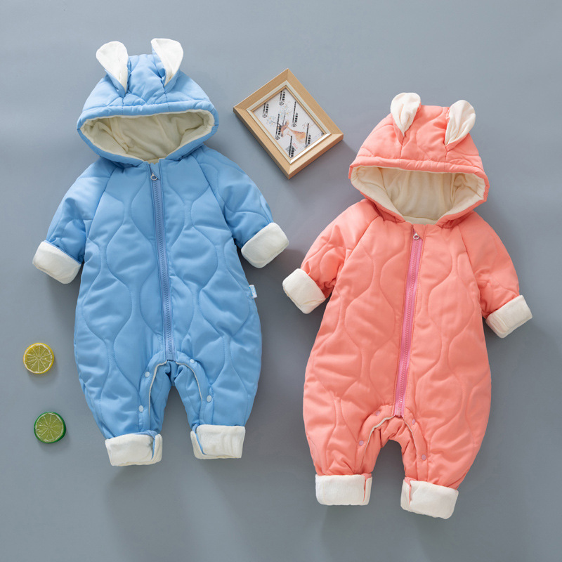 婴儿秋冬新款男女宝宝加厚连体衣哈衣冬季外出抱衣新生儿冬装衣服