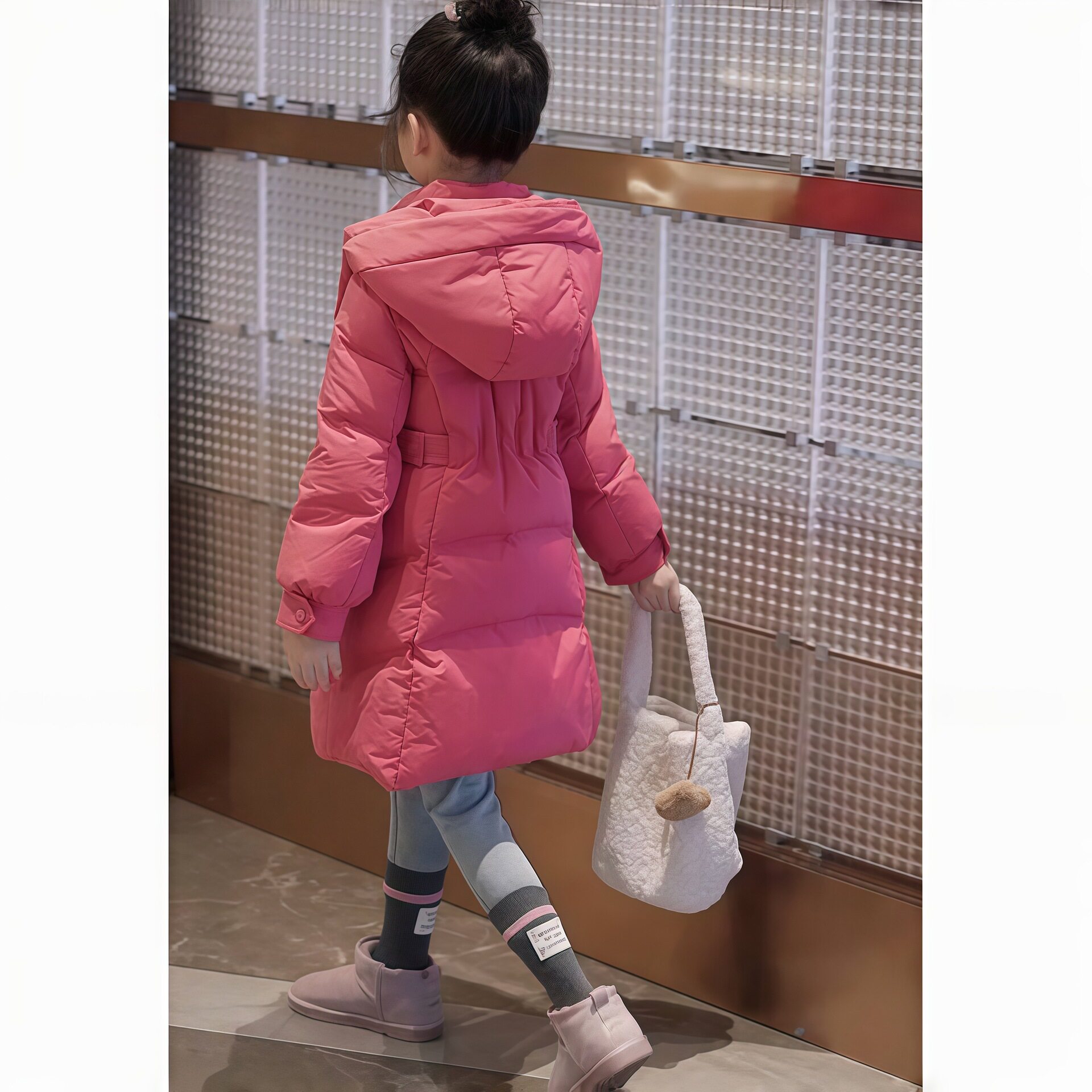 女童收腰棉服中长款2025冬季新款棉袄韩版加厚中大童冬装外套