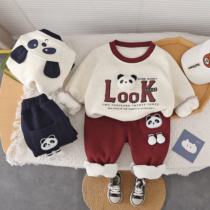 男童冬季新款套装2025男童装可爱卡通加绒熊猫两件套一件时尚潮服,童装/婴儿装/亲子装,套装,淘宝优惠券,粉丝福利购,淘宝优惠卷