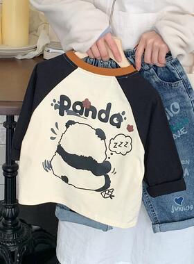 儿童装宝宝长袖T恤洋气小童卡通纯棉上衣t男童圆领薄款百搭体恤衫