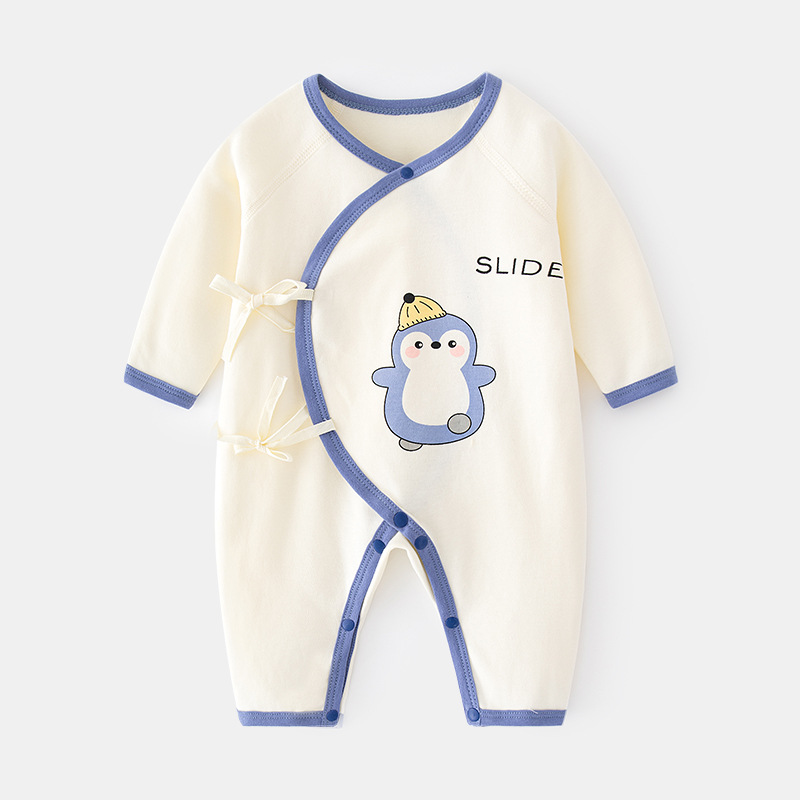 新生儿连体衣秋冬纯棉婴儿印花无骨衣服初生和尚服宝宝春秋哈衣