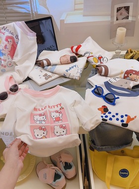 宝宝长袖T恤纯棉春秋装打底衫白色男女小童上衣婴幼儿童秋衣单件