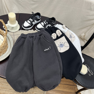 炒鸡保暖~儿童冬季加绒卫裤厚绒休闲裤男童运动裤宝宝羊驼绒裤子