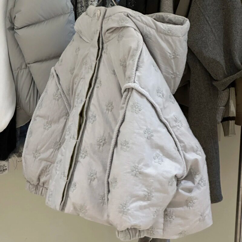 2025女童刺绣碎花棉服洋气新款加厚棉袄秋冬季儿童小女孩保暖外套