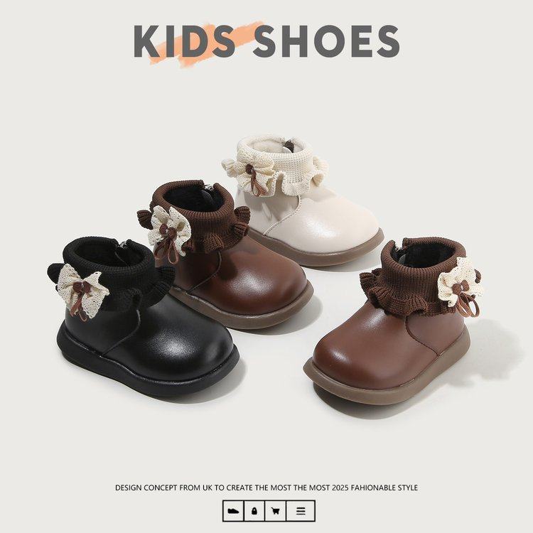 女宝宝公主鞋秋冬季新款女童花边短靴婴幼儿学步鞋加绒小皮靴袜靴,童鞋/婴儿鞋/亲子鞋,棉鞋,淘宝优惠券,粉丝福利购,淘宝优惠卷