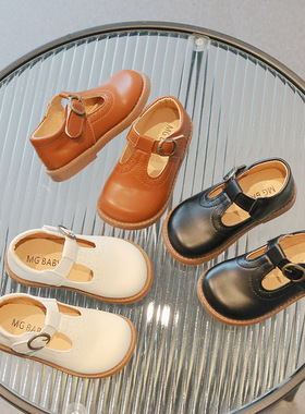 黑色男女童皮鞋2025春季新款英伦风小皮鞋儿童公主鞋学院风小单鞋