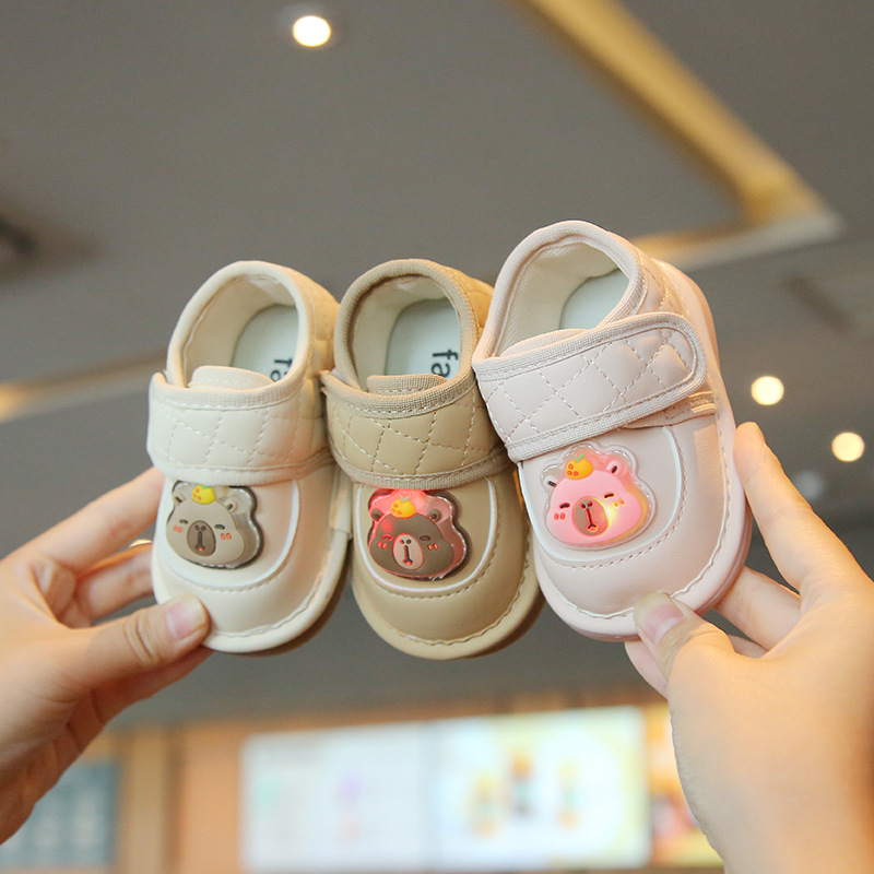 男宝宝春秋卡通鞋子0一1-2岁女婴儿软底防滑学步鞋叫叫鞋亮灯单鞋