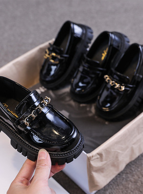 公主鞋女童2022春款乐福鞋女宝宝黑色小皮鞋时尚一脚蹬儿童单鞋子