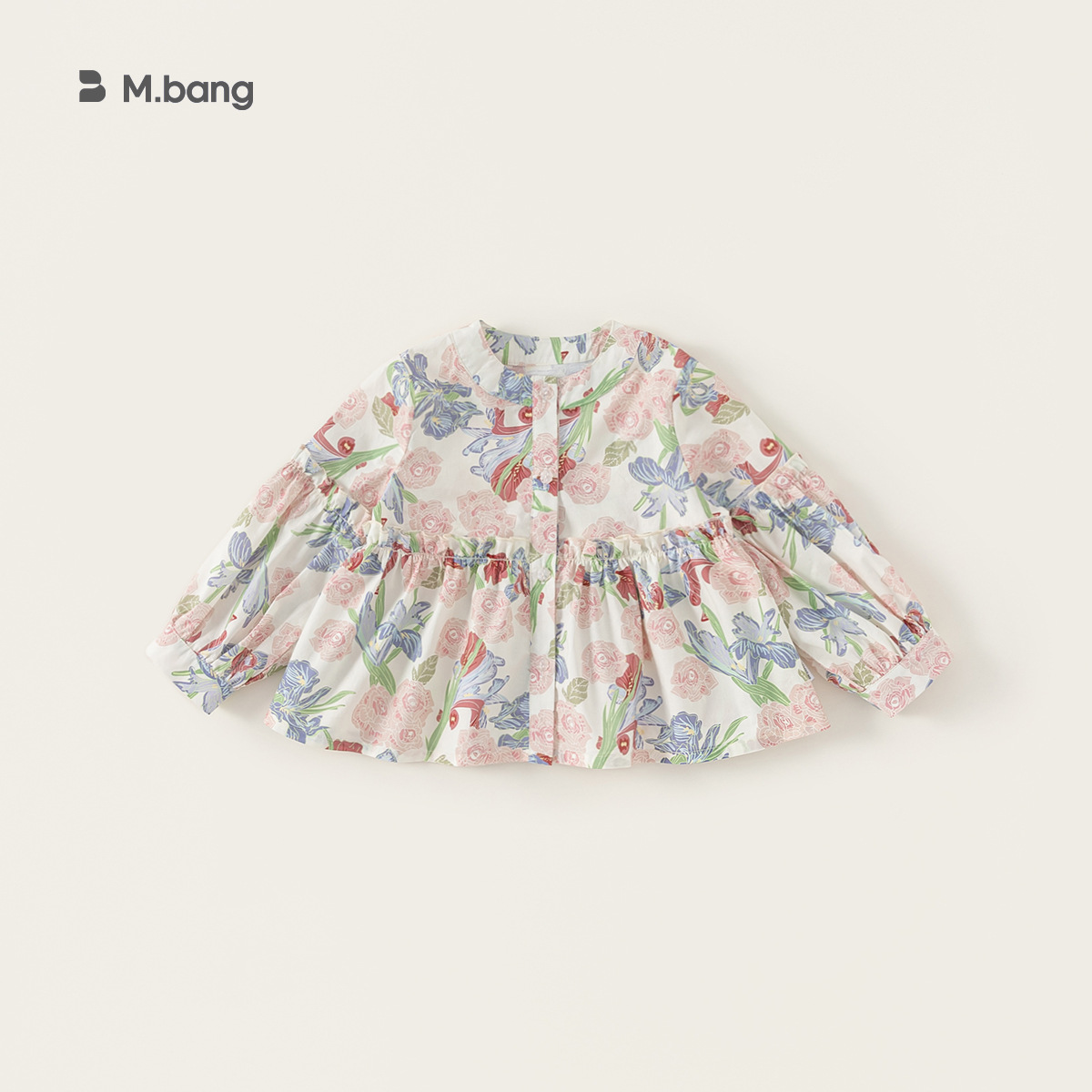 宥宝童装春装女童碎花衬衫2025新款儿童洋气长袖上衣女宝宝娃娃衫