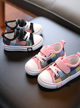 低帮儿童帆布鞋2023春秋新款小童英伦风防滑板鞋男女童幼儿园童鞋