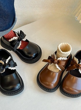 公主鞋宝宝幼儿魔术贴学步3岁韩版女童秋防滑透气软底1-5牛皮黑色