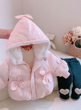 m131洋气新款中小童女宝宝棉袄保暖可爱花朵婴儿冬季外套