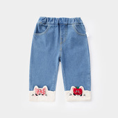 2025秋季 5520 绣花婴儿儿童春秋宽松阔腿裤 女宝牛仔裤 宽松直筒新款