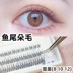 睫吻鱼尾混装单簇夹心芭比仙子毛a型朵毛自然仿真网红假睫毛辣辣