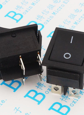 KCD4-4P 25*31 黑色 四脚两档 船型开关 31X25MM 电源开关
