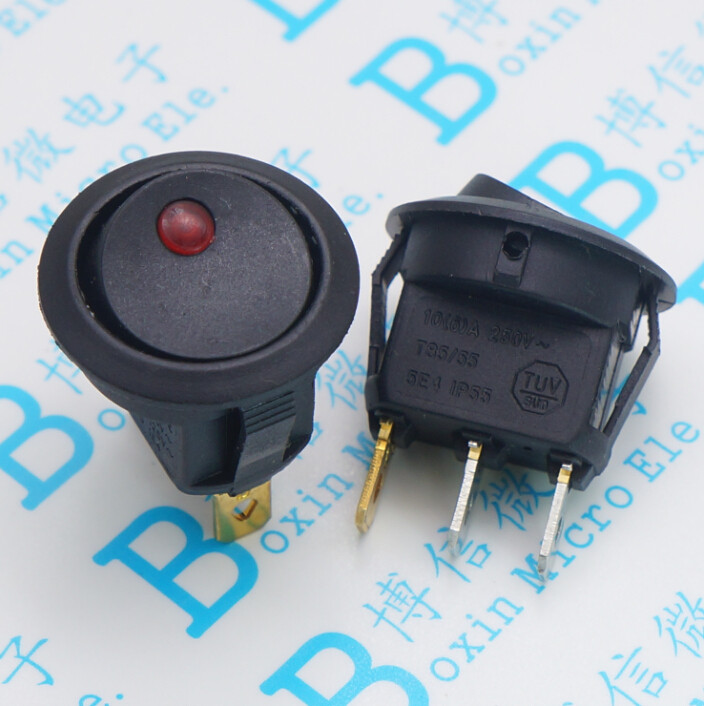 红光猫眼 2档3脚 两档三脚 开孔20MM 船型翘板 电源圆形开关 12V