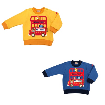 mikihouse小汽车小熊长袖卫衣