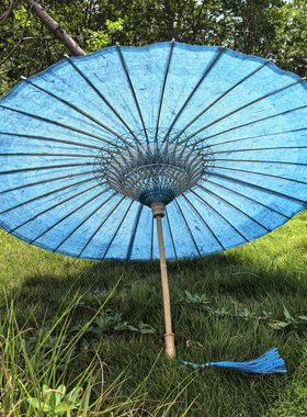油纸伞浸染蓝色云龙纸古风女防雨防晒实用非遗纯手工汉服中国风伞