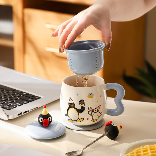 Pingu企鹅茶隔茶水分离泡茶杯子