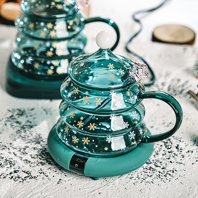 玻璃马克杯圣诞节送女生节日礼品