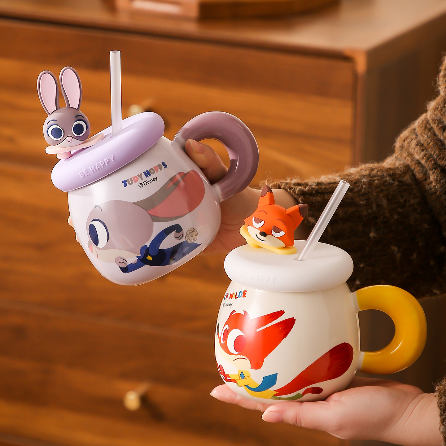 正版疯狂动物城吸管马克杯大容量情侣一对陶瓷水杯女生日礼物杯子,餐饮具,马克杯,淘宝优惠券,粉丝福利购,淘宝优惠卷