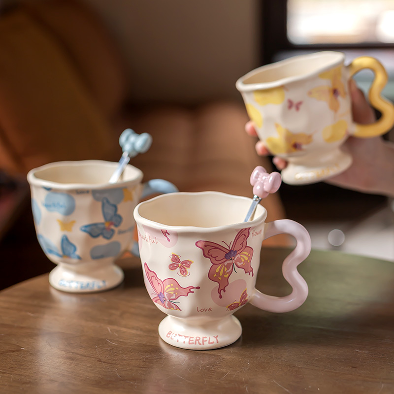 ins风蝴蝶陶瓷马克杯女生日礼物