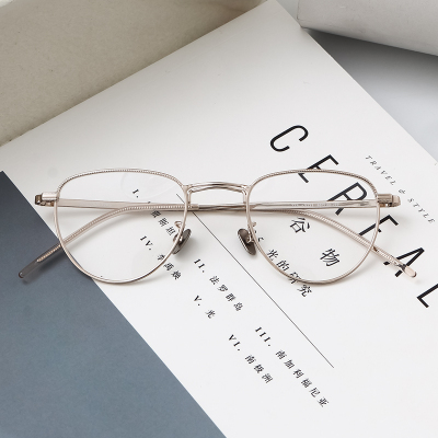 日系网红同款纯钛眼镜框手工制女