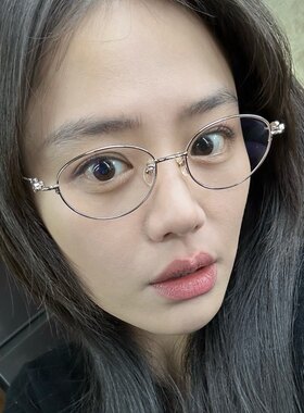 复古椭圆银框近视眼镜