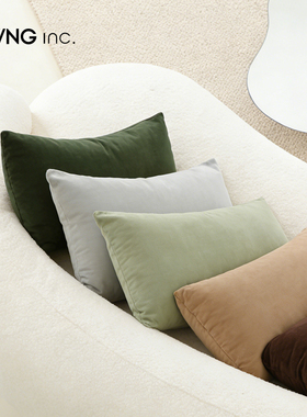 LIVING inc. 雪尼尔简约超柔素色长方形沙发抱枕床头办公室腰靠枕