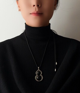 WZ&SILVER乌贼设计师高定款通体S925银镀铑金18K金葫芦吊坠项链