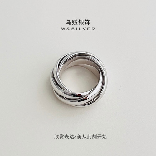 W&SILVER原创设计通体S925纯银五环戒指小众高级简约百搭质感指环