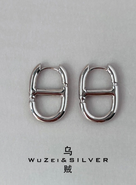 WZ&SILVER《猪鼻子耳扣》通体S925纯银镀铑金耳扣经典高级百搭