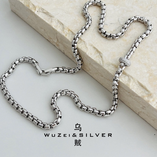 WZ&SILVER设计师款通体S925银镀铑金葡萄藤项链高级百搭时尚简约
