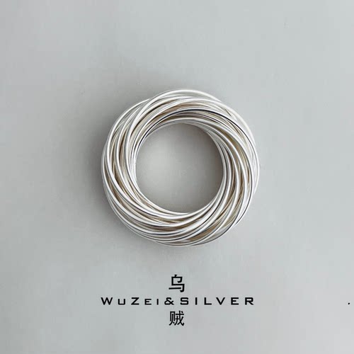 WZ&SILVER韩国东大门设计师通体S925银21环戒指重工高级简约百搭